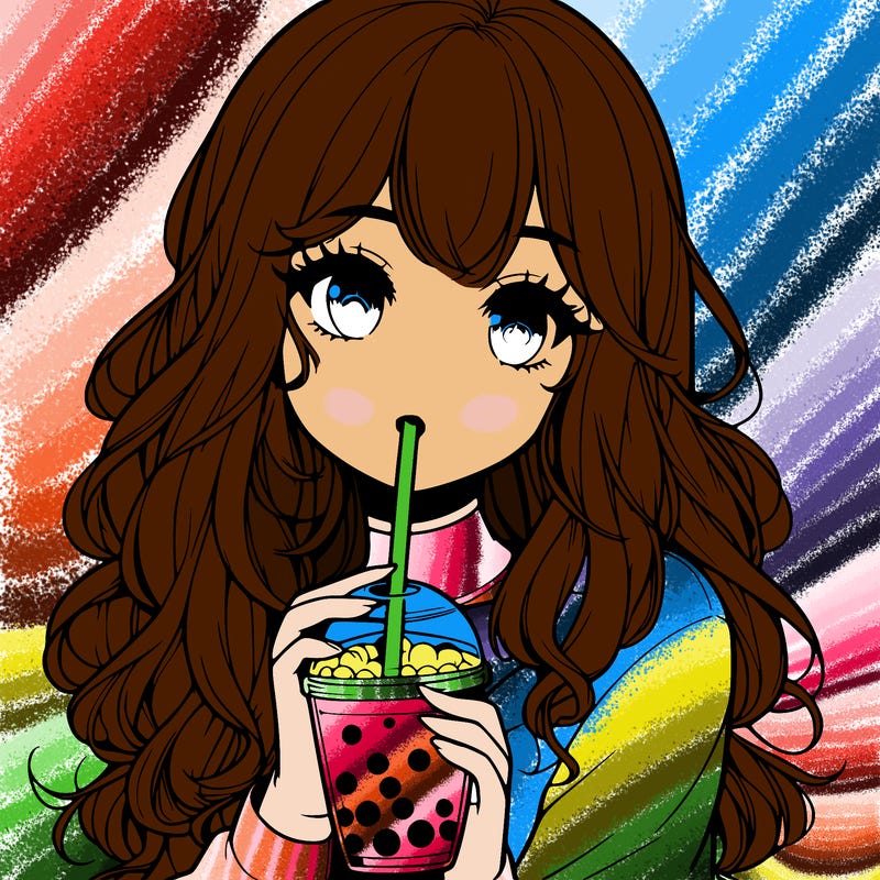 realistic girl drink a boba