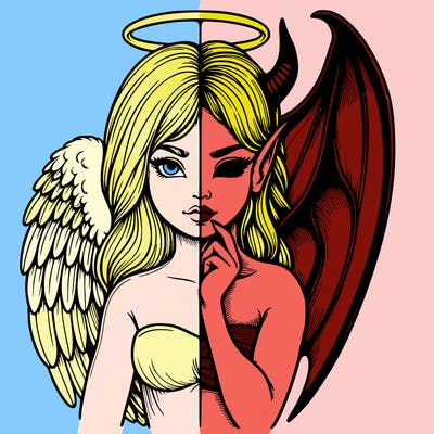 realistic angel half demon