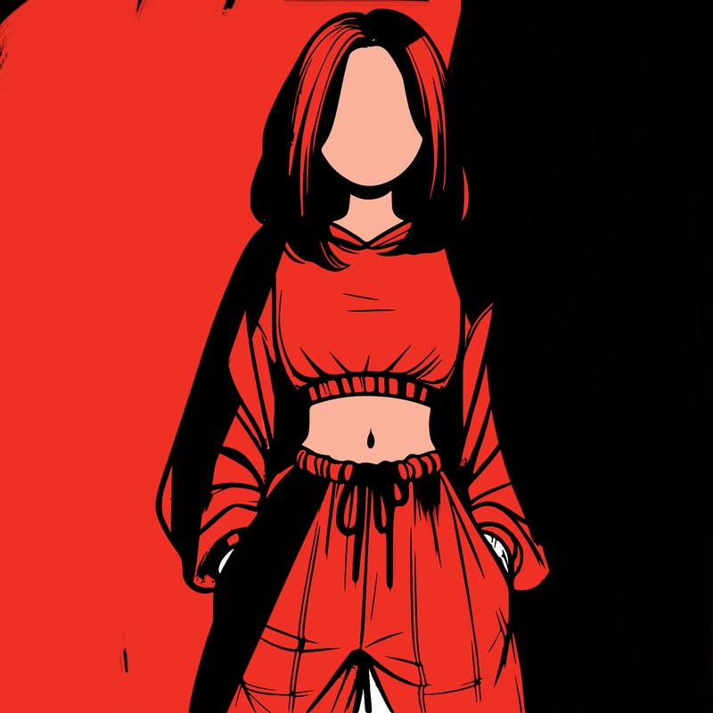 realistic girl faceless with baggy pants and a crop top