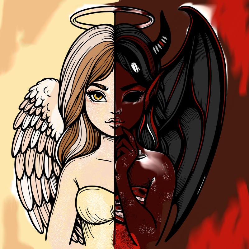 realistic angel half demon