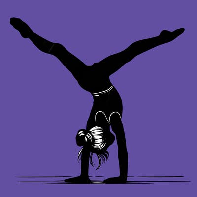 realistic gymnastic hand stand girl in four splits