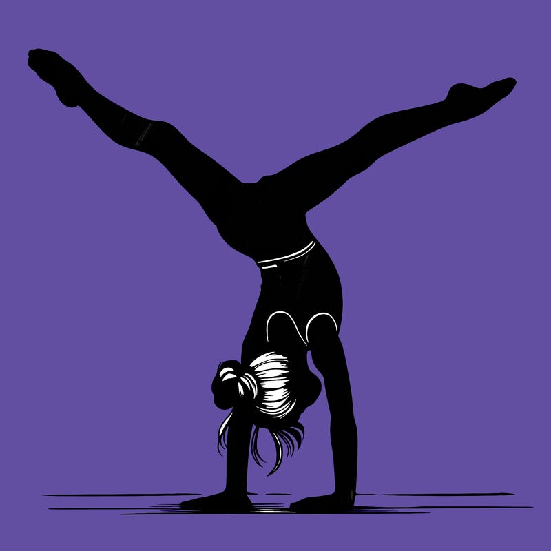 realistic gymnastic hand stand girl in four splits