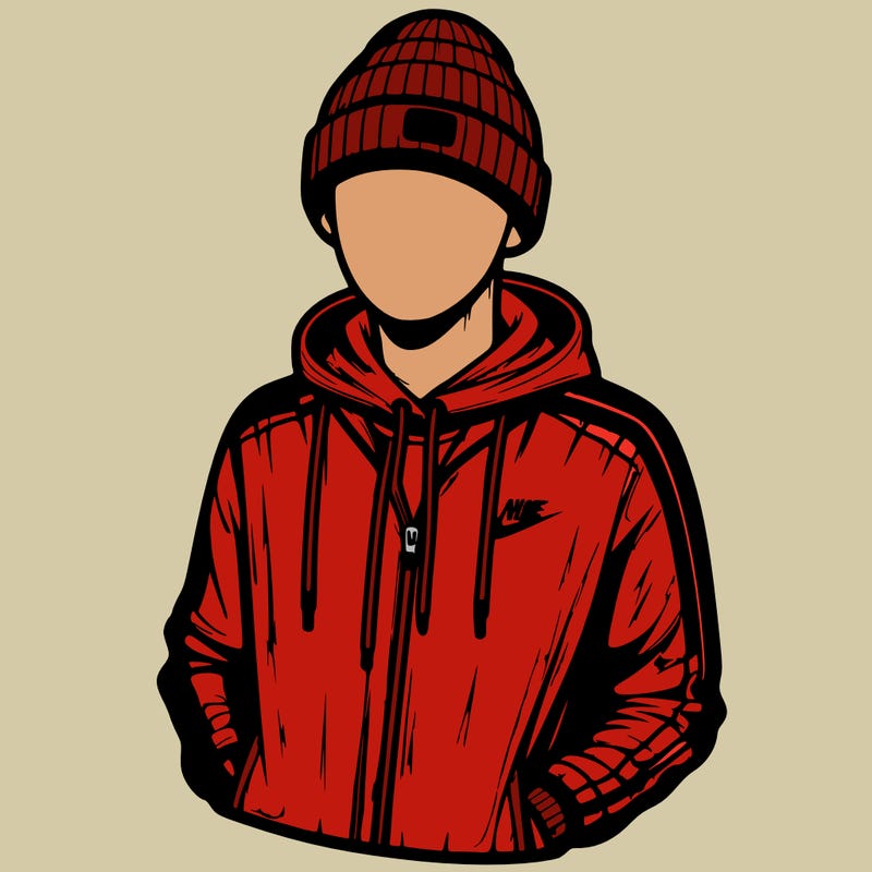 realistic with sports jacket and beanie hat