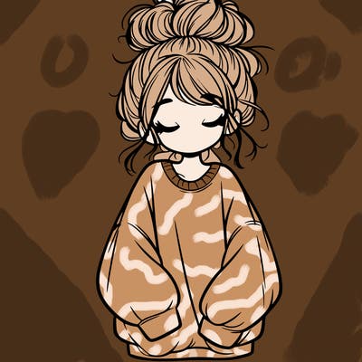 girl with baggy sweatshirt and messy bun