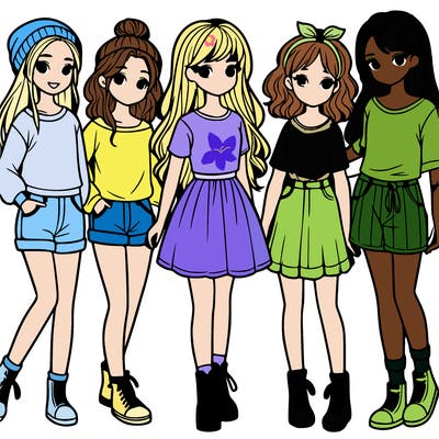 a group of five girls