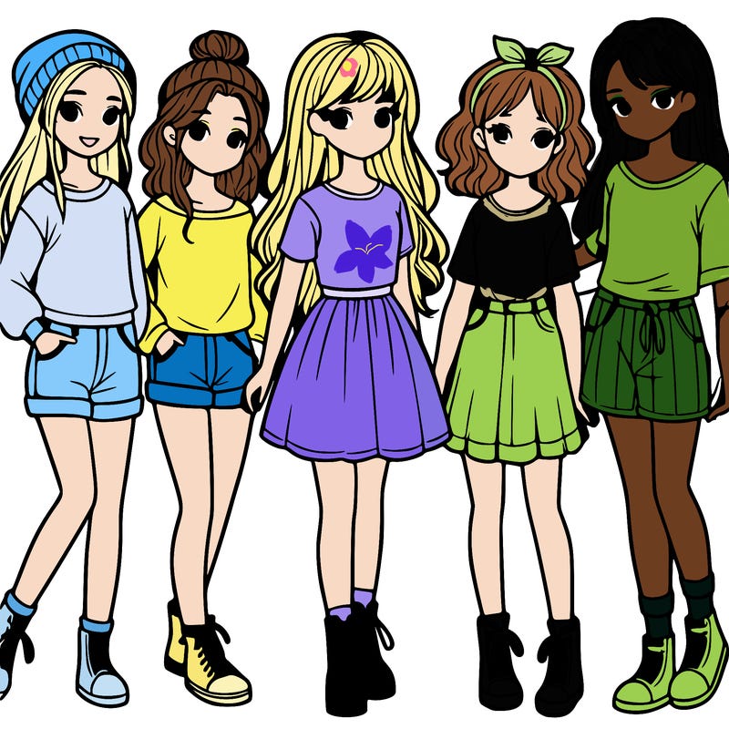 a group of five girls