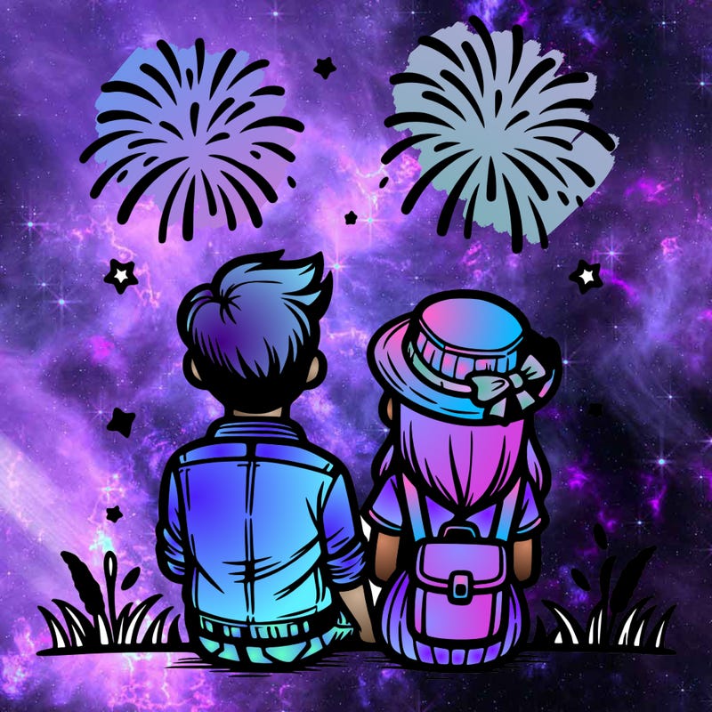 couple watching fireworks