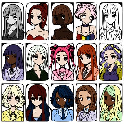 girls that look diffrent anime