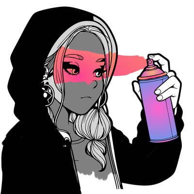 a realistic girl, spray painting