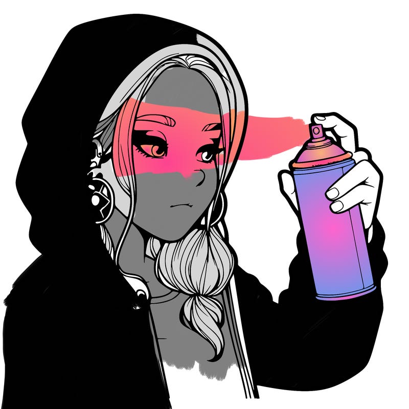 a realistic girl, spray painting