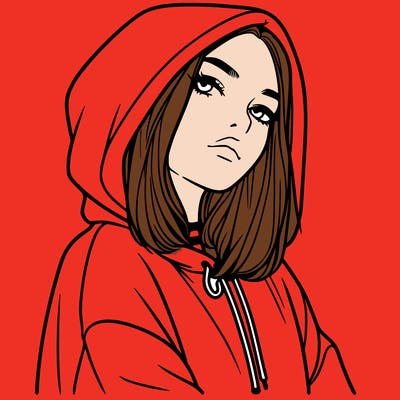 a realistic girl in a hoodie