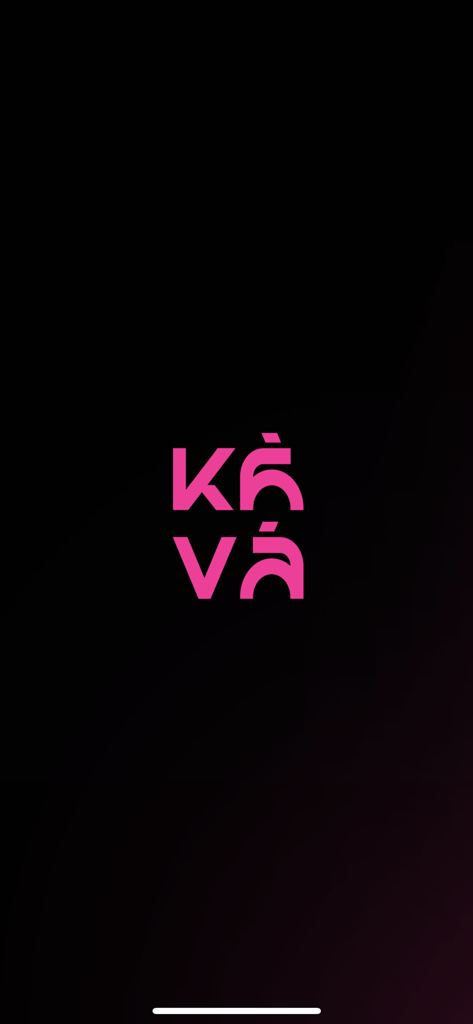 Kava TV splash screen featuring a pink stylized logo on a black background.