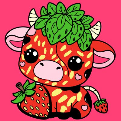 cute strawberry cow