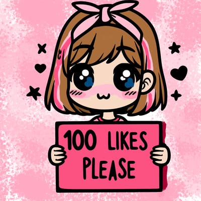 girl holding sign saying 100 likes please