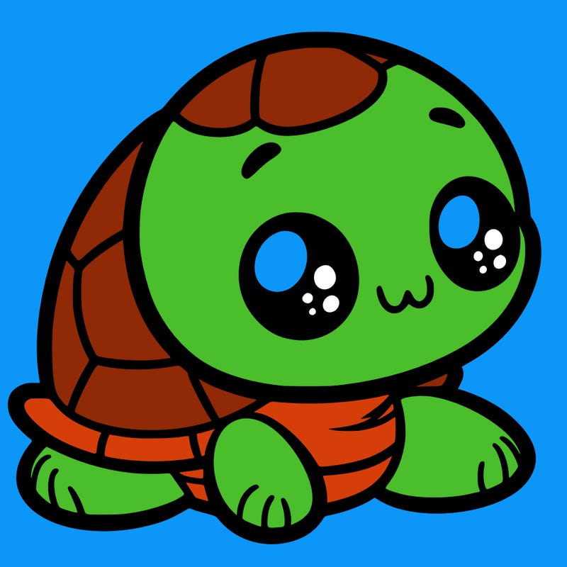 cute little animated turtle