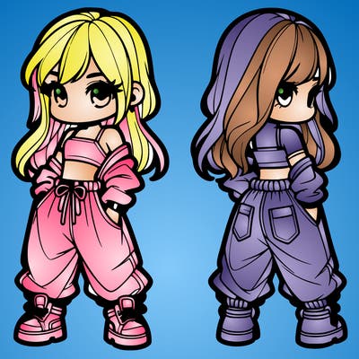 girl in crop top and baggy pants