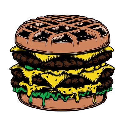 realistic waffle burger