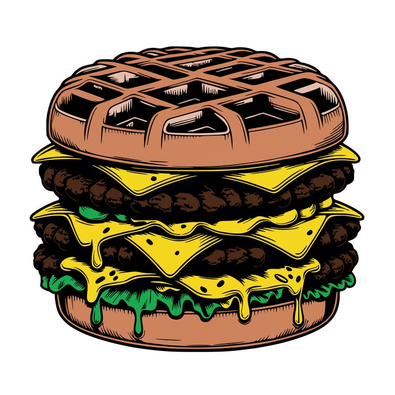 realistic waffle burger