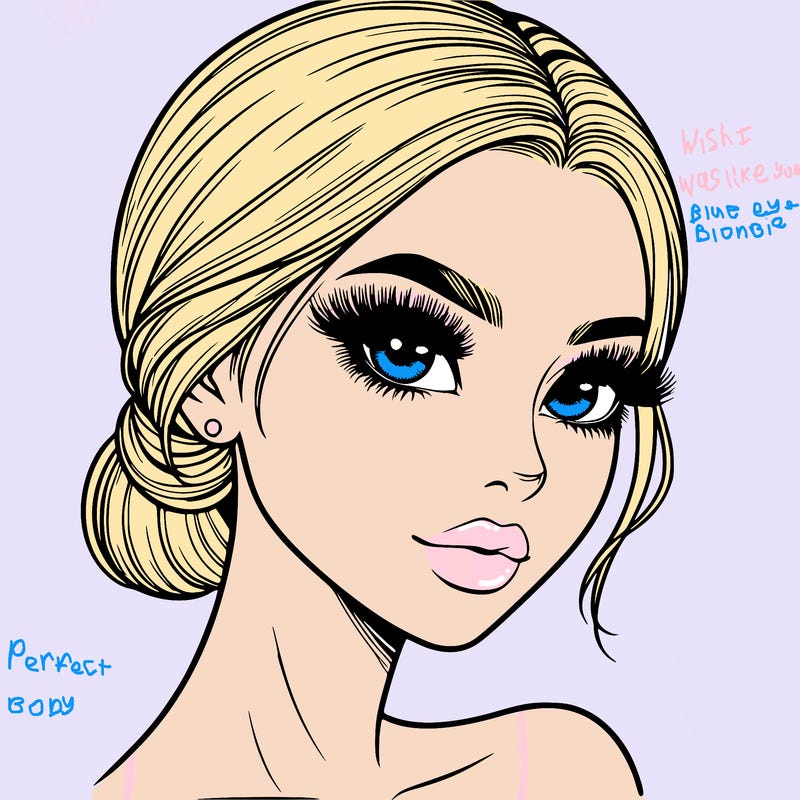 realistic girl with lashes