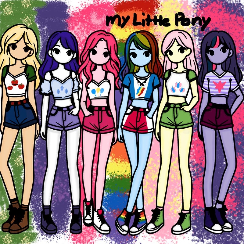 a group of girls wearing crop tops and shorts