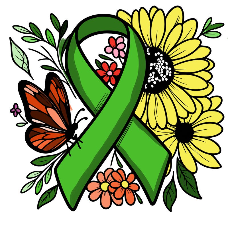 cancer awareness symbol with flowers and butterflies