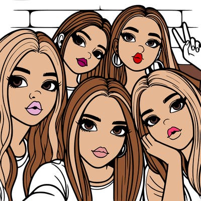 group of teen girls friends y2k up close in a selfie