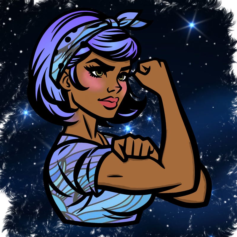 strong woman with a 60s american ad style