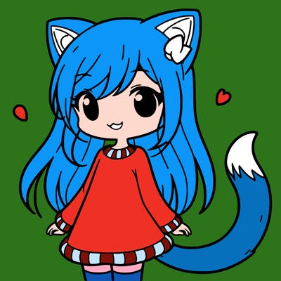 girl with cat ears and tail
