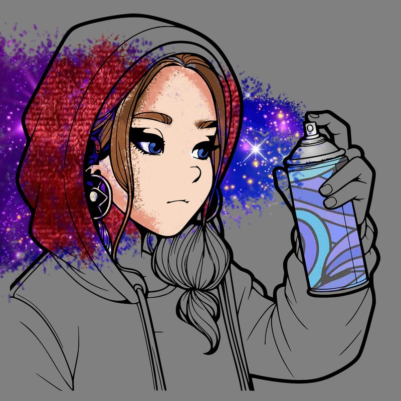 a realistic girl, spray painting