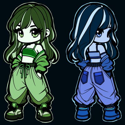 girl in crop top and baggy pants