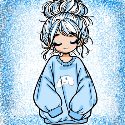 girl with baggy sweatshirt and messy bun