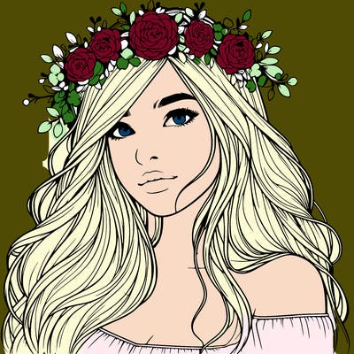 realistic girl with flower crown