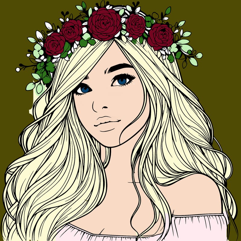 realistic girl with flower crown