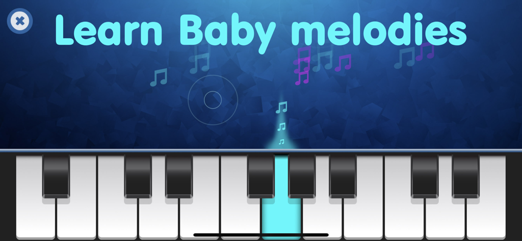 Virtual piano keyboard interface for kids with Learn Baby melodies text