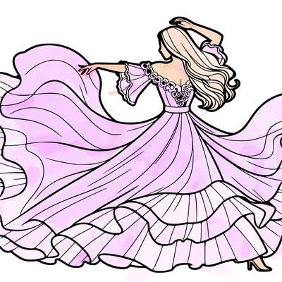 woman dancing with big flowy dress