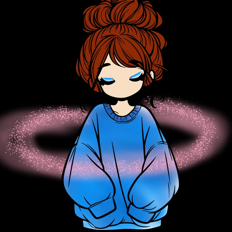 girl with baggy sweatshirt and messy bun