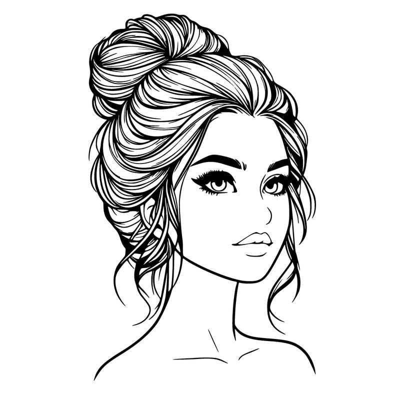 realistic woman with up do