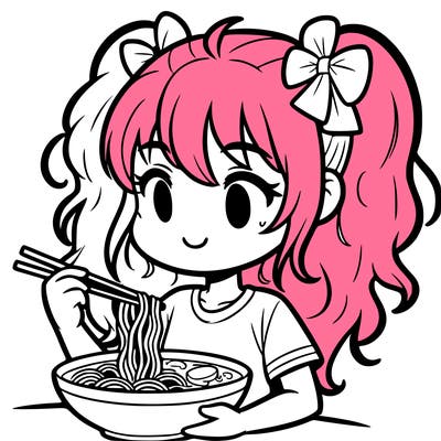 a girl eating ramen