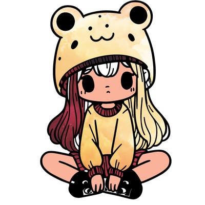 a girl wearing a frog hat and some frog socks