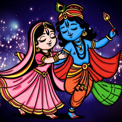 radha is dancing with krishna