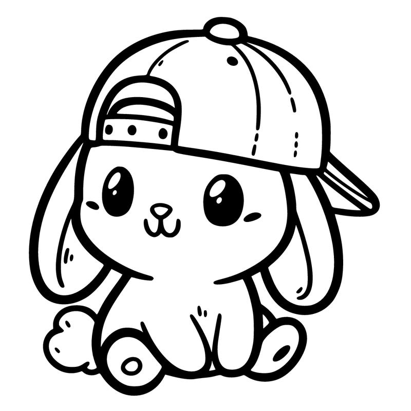 bunny with backwards hat