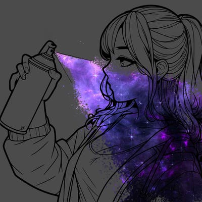 a realistic girl spray, painting