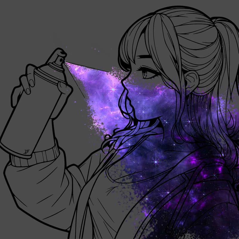 a realistic girl spray, painting