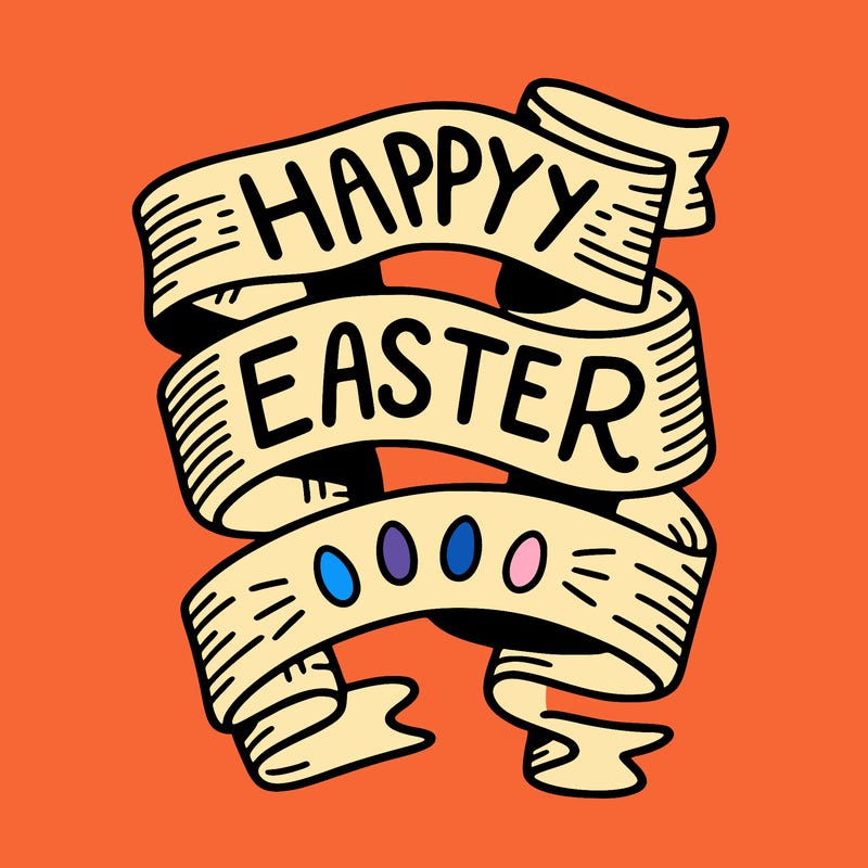 ribbon written happy easter