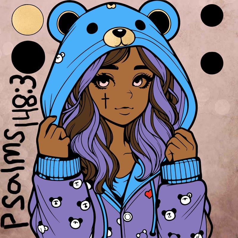 realistic girl in a animal pjs hoodie
