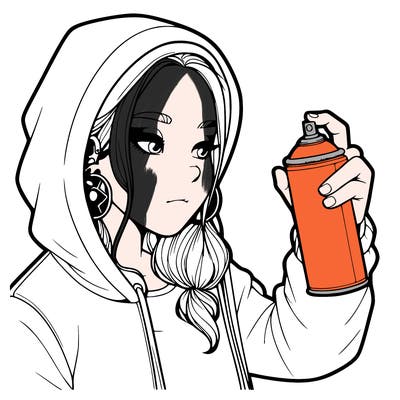 a realistic girl, spray painting