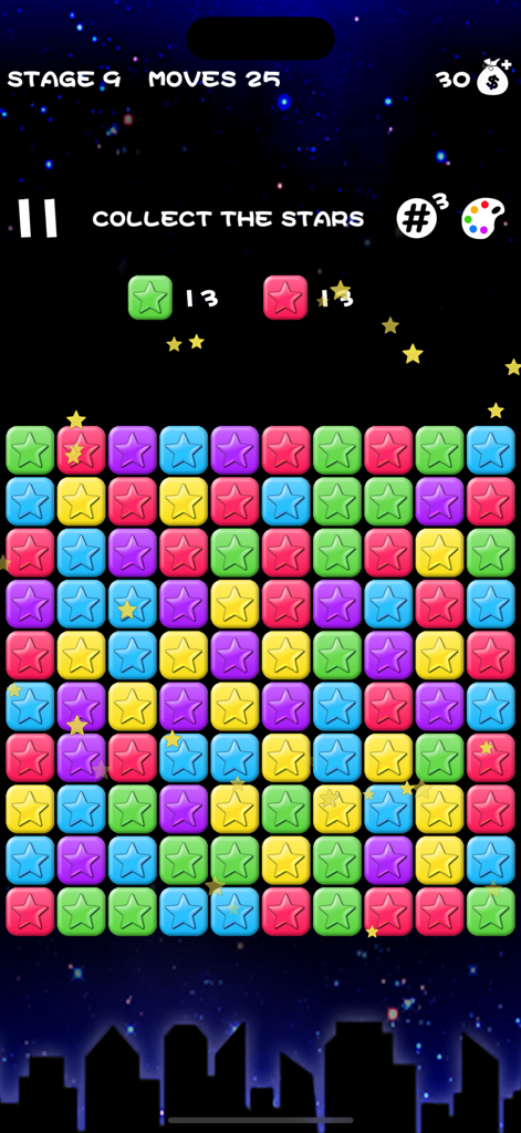 Popping Stars-classic game - Colorful star block puzzle gameplay in Popping Stars classic game
