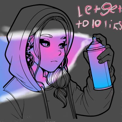 a realistic girl, spray painting