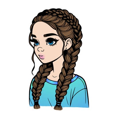 realistic girl with braids