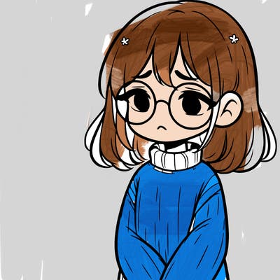 sad girl with glasses in a sweater